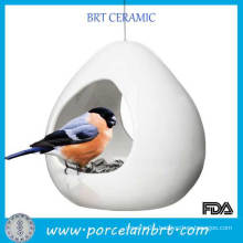 New Product White Ceramic Bird Feeder with Wire